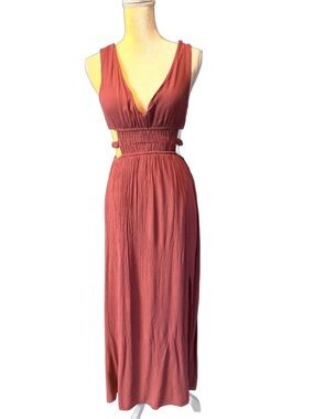 Rue21 Sleeveless Rust-Tone Maxi Dress with Cutout Waist